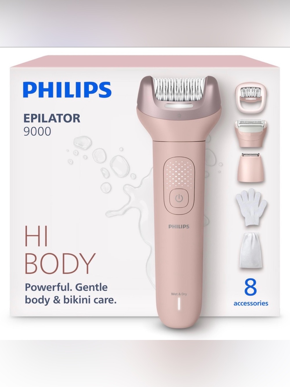 Philips Epilator Series 9000 Cordless Wet Dry Electric Epilator accessories NIOB